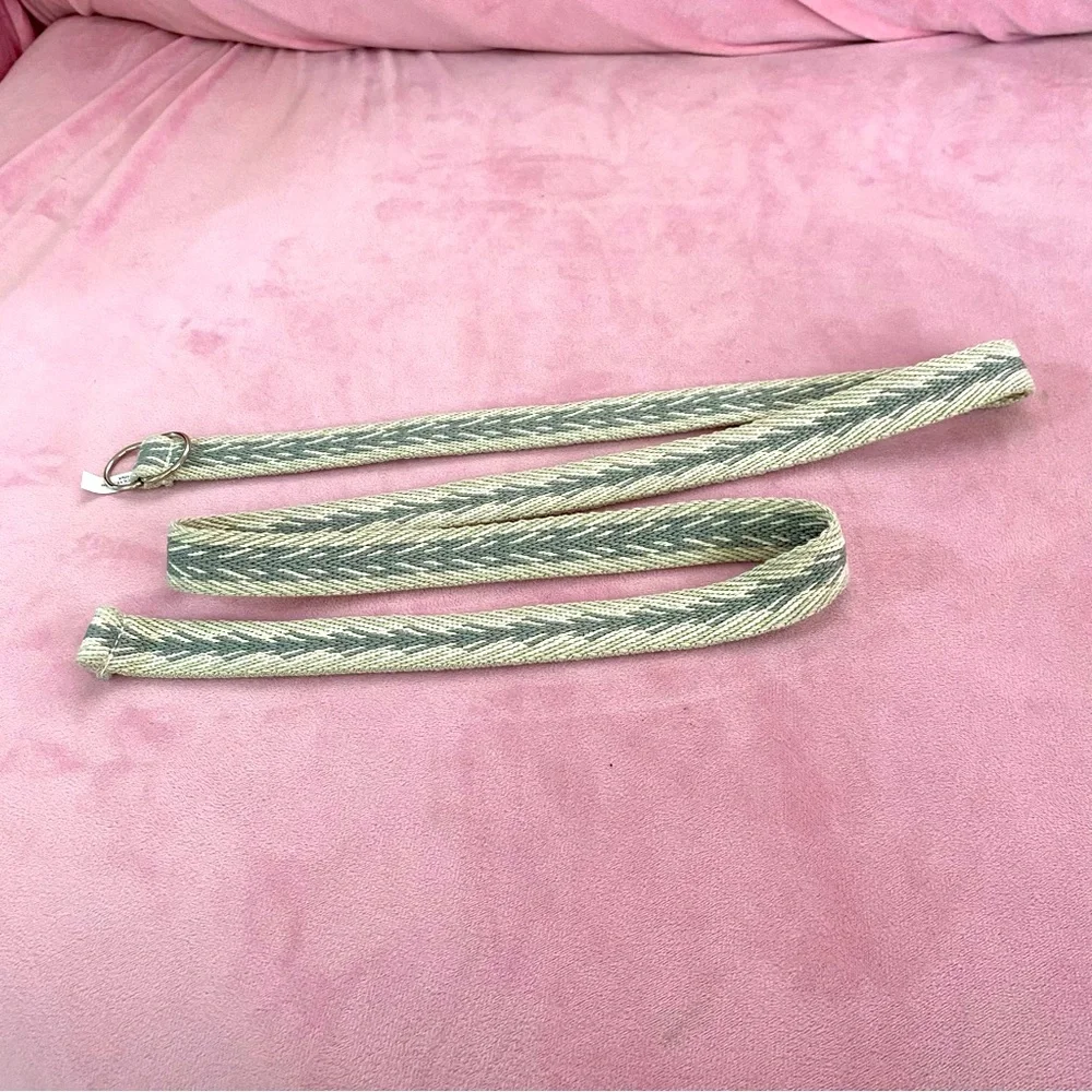 Cool Thread Belt Simple Minimalistic Ivory and Grey Multi Use Zig Zag Stripe 14